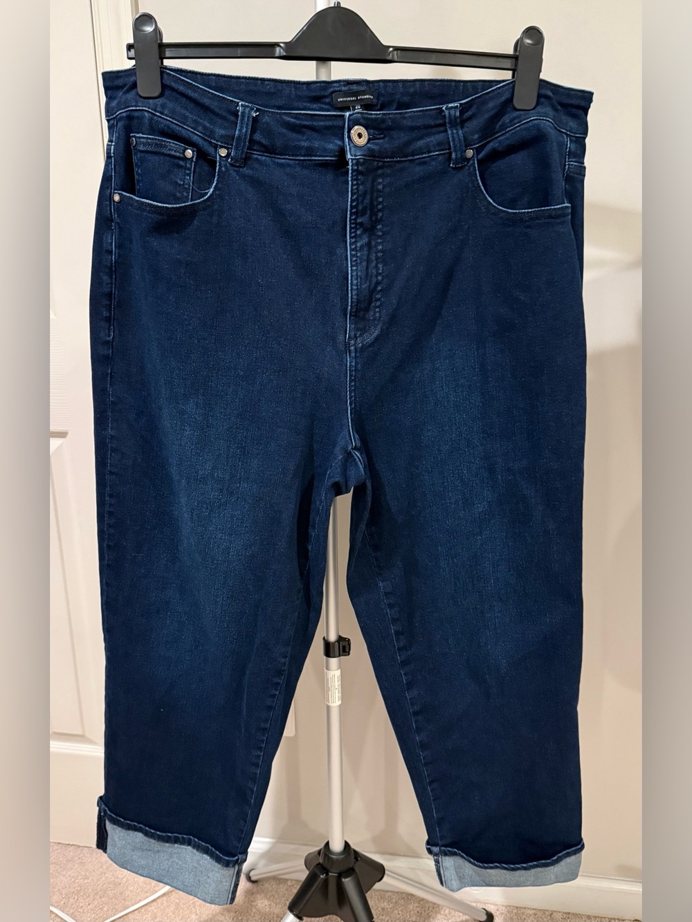 Universal Standard Stevie Jeans Sz 20 Indigo GUC Cropped High Waist 22 24 Cuffed